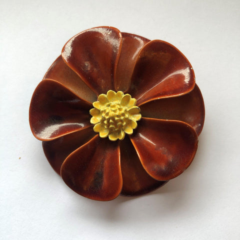 1970's Enamelled Flower Pin  Vintageonline