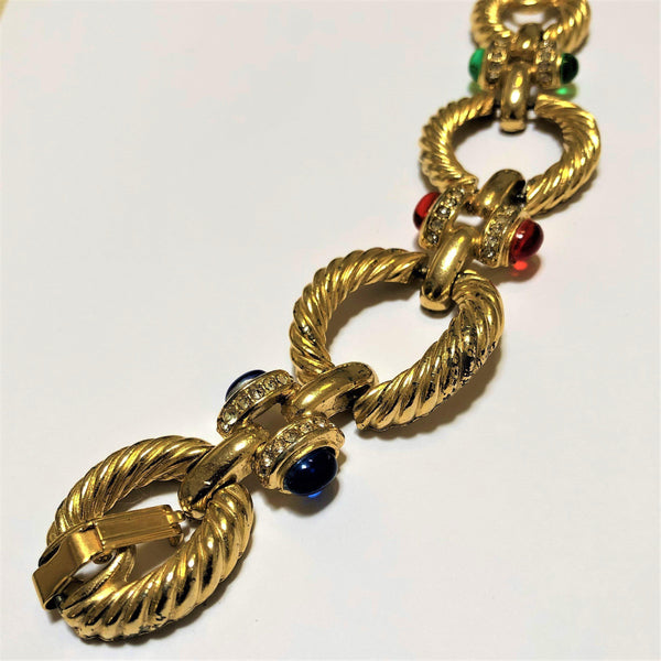1980's Cabochon Gold Tone Vintage Bracelet Vintageonline