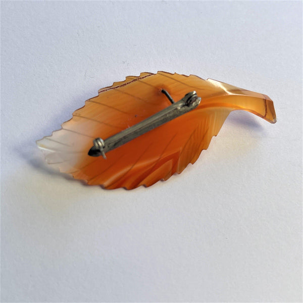 60's Lucite Leaf With Pearl Brooch-Vintageonline-Vintage Online