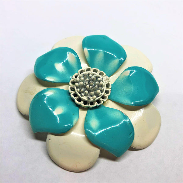 60's Retro Enamelled Flower Brooch Vintageonline