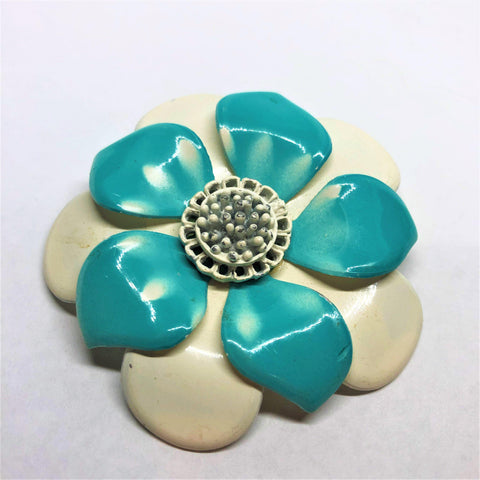 60's Retro Enamelled Flower Brooch Vintageonline