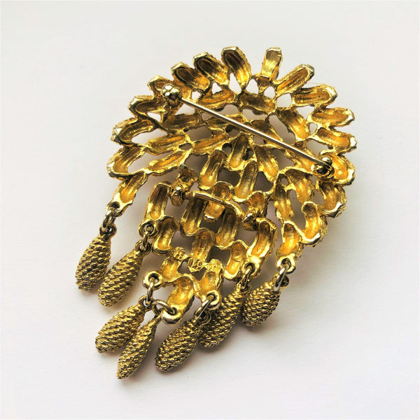 70's Gold Tone Diamante Vintage Brooch-Vintage Online-Vintage Online