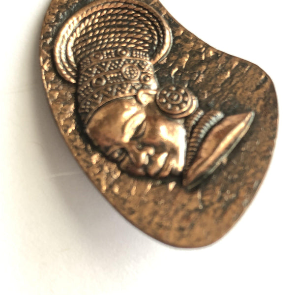 African Lady Head Vintage Copper Earrings-Vintage Online-Vintage Online