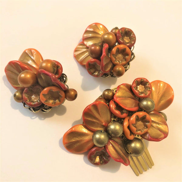 Alice Caviness New York Rare 1940's Brooch Clip and Matching Earrings-Alice Caviness New York-Vintage Online