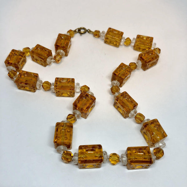 Amber Glass Bead Necklace-Vintage Online-Vintage Online