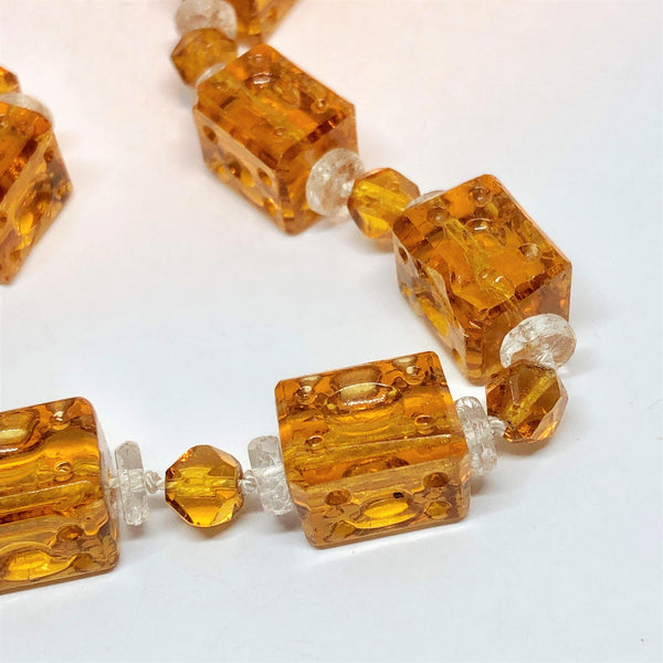 Amber Glass Bead Necklace-Vintage Online-Vintage Online
