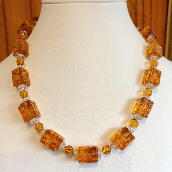 Amber Glass Bead Necklace Vintageonline