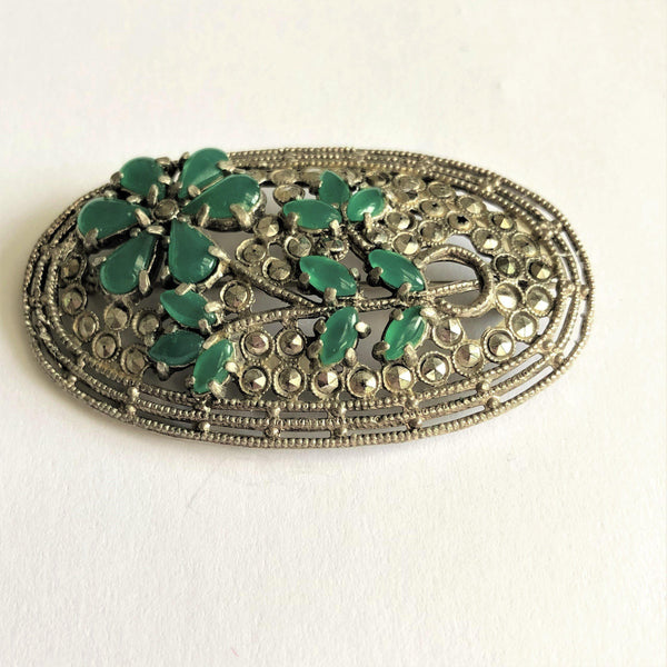 Antique Art Deco Marcasite Brooch-Vintage Online-Vintage Online