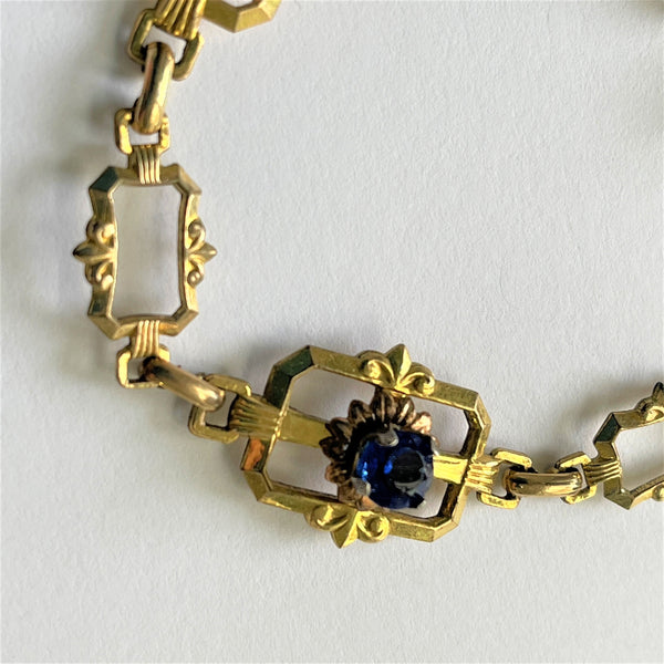 Antique Look Sapphire & Rhinestone Bracelet-Vintageonline-Vintage Online