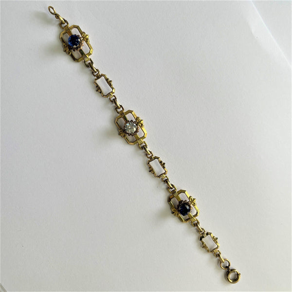 Antique Look Sapphire & Rhinestone Bracelet-Vintageonline-Vintage Online