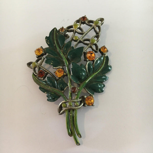 Vintage Online Jewellery | Art Nouveau Floral Diamante Brooch