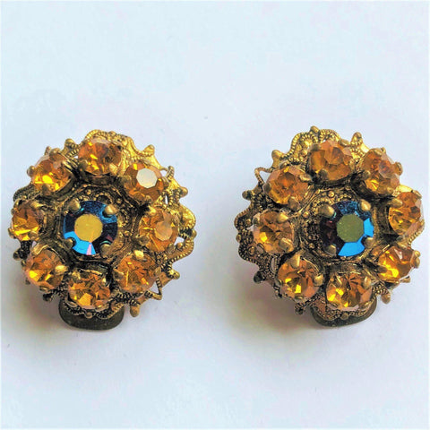 Crystal Vintage Clip On Earrings Vintageonline