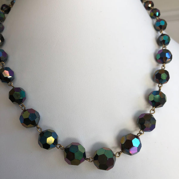 Aurora Borealis Iridescent Vintage Bead Necklace-Vintageonline-Vintage Online