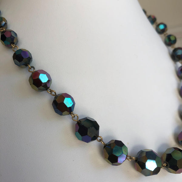 Aurora Borealis Iridescent Vintage Bead Necklace-Vintageonline-Vintage Online