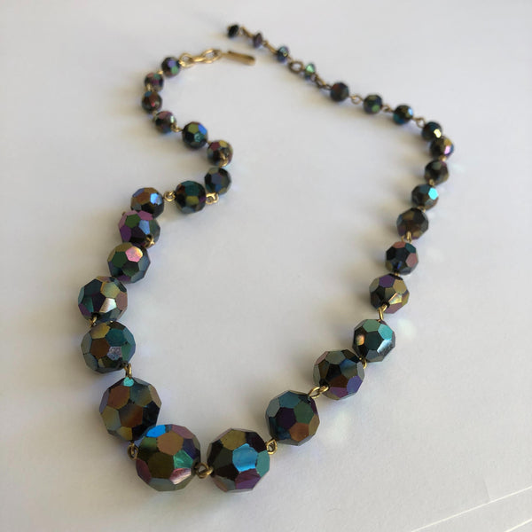 Aurora Borealis Iridescent Vintage Bead Necklace-Vintageonline-Vintage Online