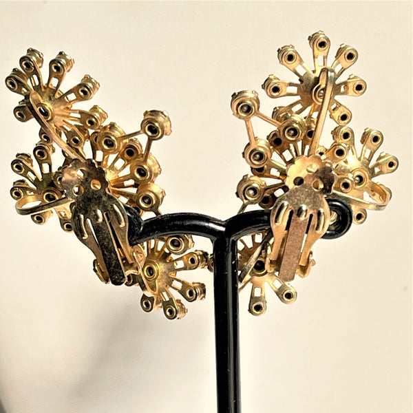 Aurora Borealis Rhinestone Designer Climbing Earrings-Vintageonline-Vintage Online