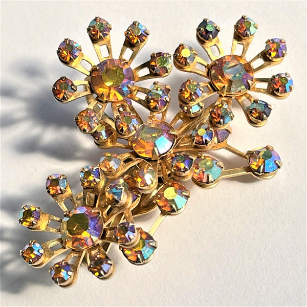 Aurora Borealis Rhinestone Designer Climbing Earrings-Vintageonline-Vintage Online