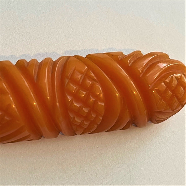 Bakelite Carved Vintage Bar Brooch-Vintageonline-Vintage Online