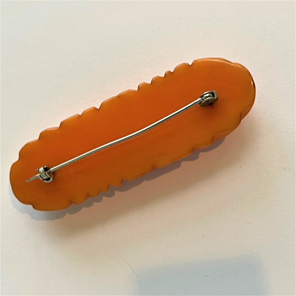 Bakelite Carved Vintage Bar Brooch-Vintageonline-Vintage Online