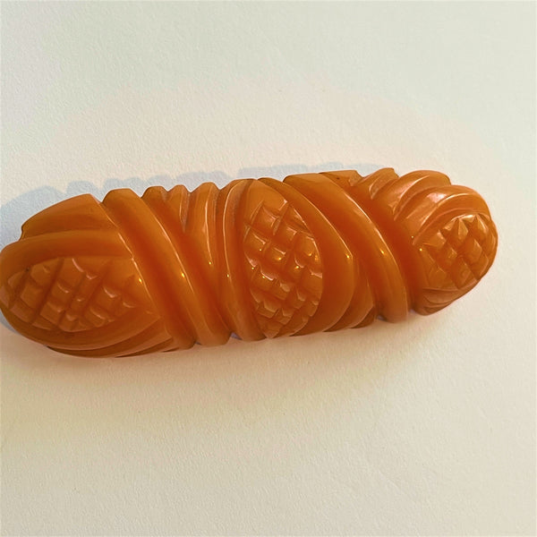 Bakelite Carved Vintage Bar Brooch-Vintageonline-Vintage Online
