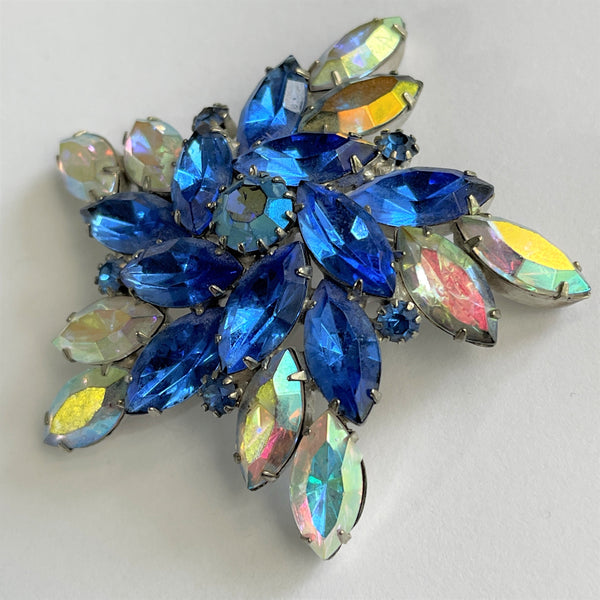 Blue Aurora Borealis Star Shaped Vintage Brooch-Vintageonline-Vintage Online