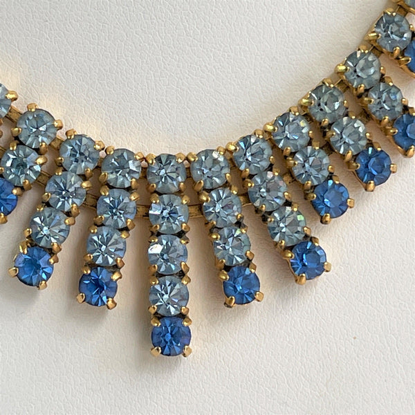 Blue Rhinestone Vintage 60's Necklace-Vintageonline-Vintage Online