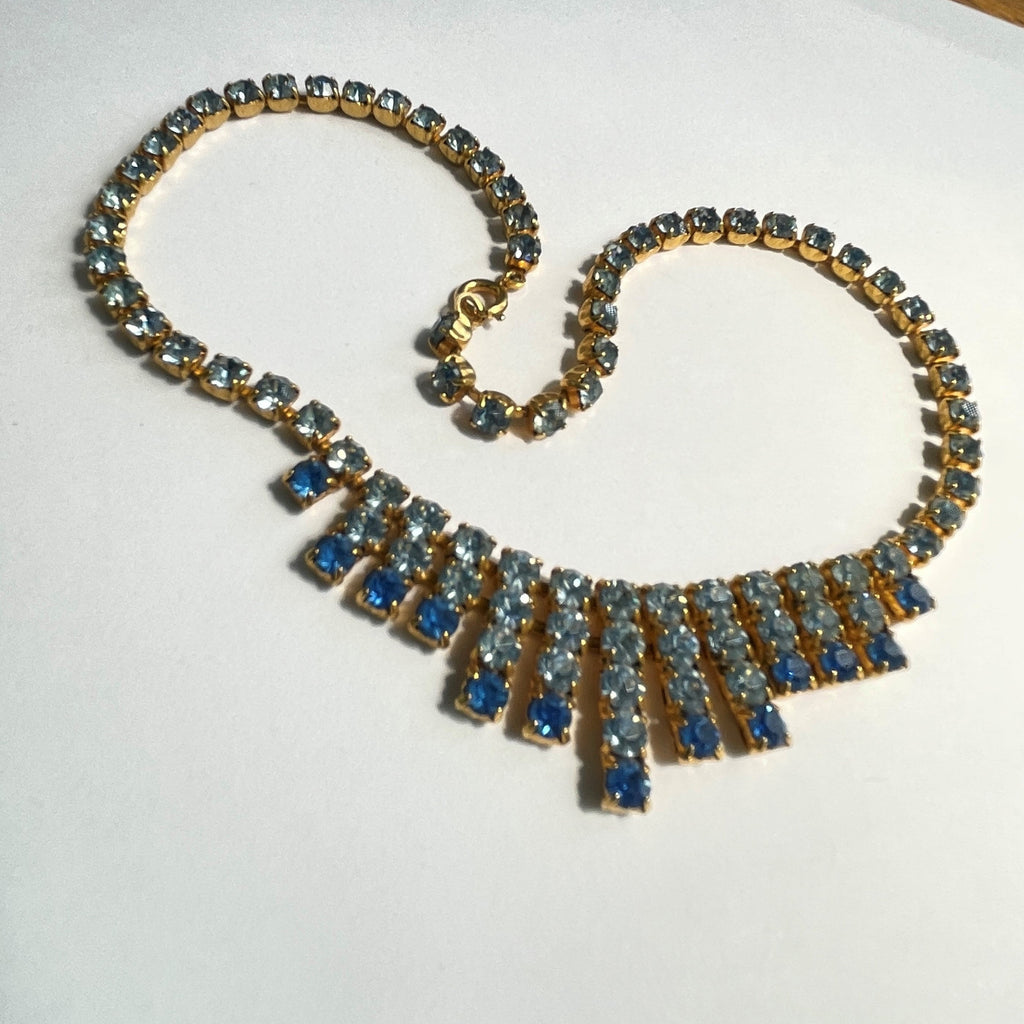 Vintage blue outlet rhinestone necklace