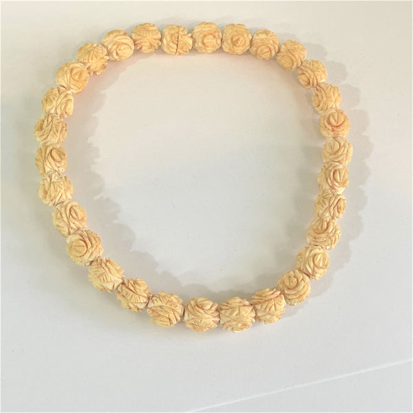Carved Roses Bead Vintage Choker Necklace-Vintageonline-Vintage Online