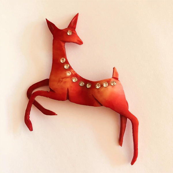 Celluloid Vintage Prancing Deer Brooch Vintageonline