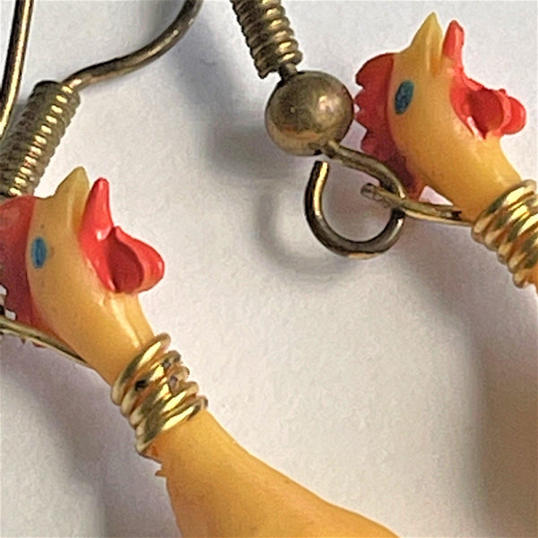 Chicken Earrings-Vintageonline-Vintage Online