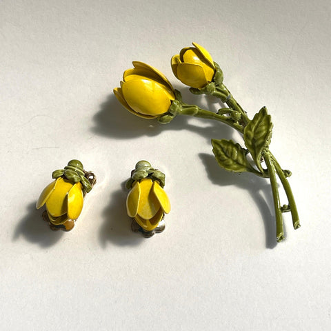 Coro Tulip Vintage Brooch & Earring Set-CORO-Vintage Online