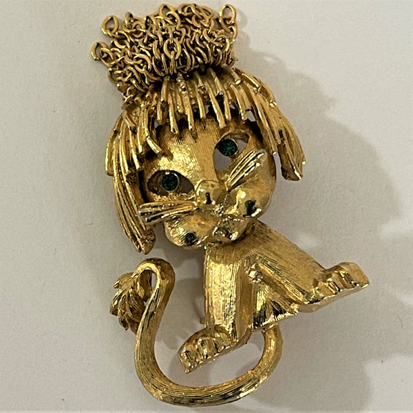 Cute Lion, Chain Mail Hair Brooch-Vintageonline-Vintage Online