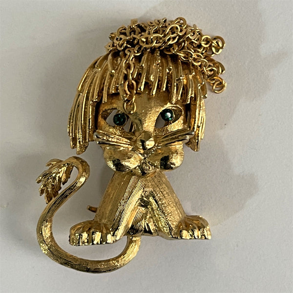 Cute Lion, Chain Mail Hair Brooch-Vintageonline-Vintage Online
