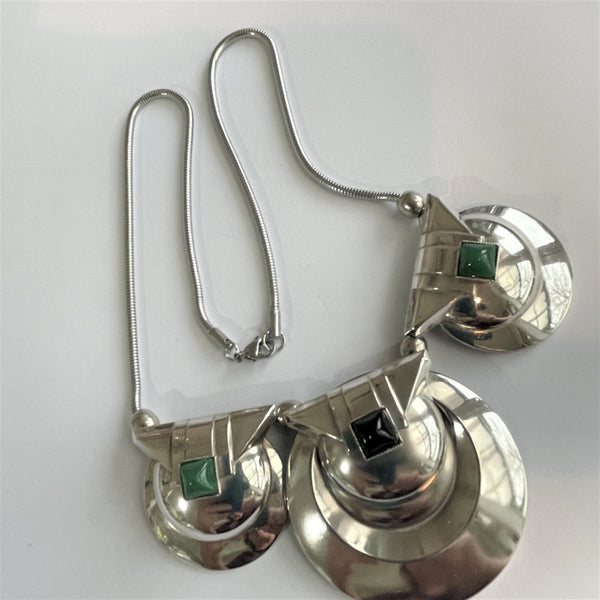 Deco Inspired Necklace With Vintage Glass.-Jess Lelong-Vintage Online