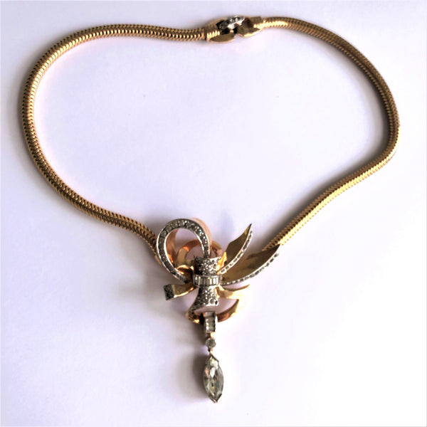 Diamante Bow Vintage Necklace Vintageonline