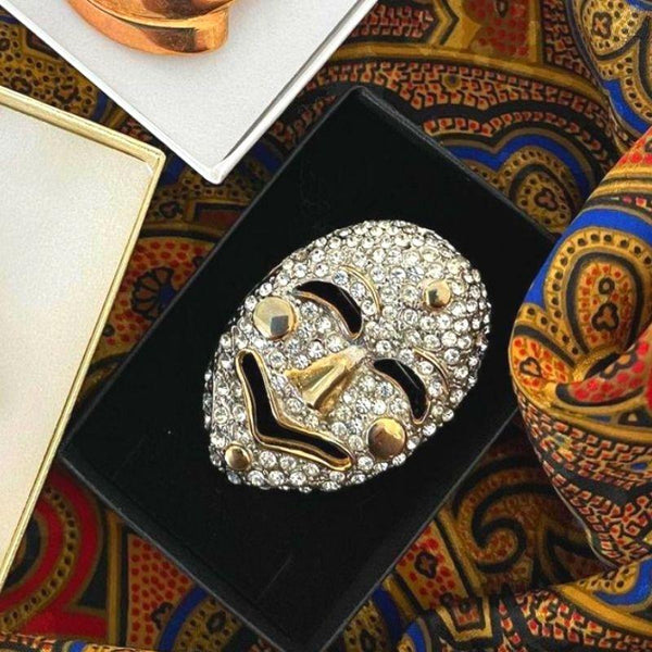 Diamante Face Mask Brooch-Vintageonline-Vintage Online