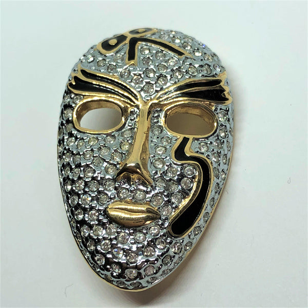 Diamante Face Mask Brooch-Vintageonline-Vintage Online