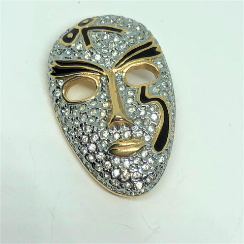 Diamante Face Mask Brooch Vintageonline