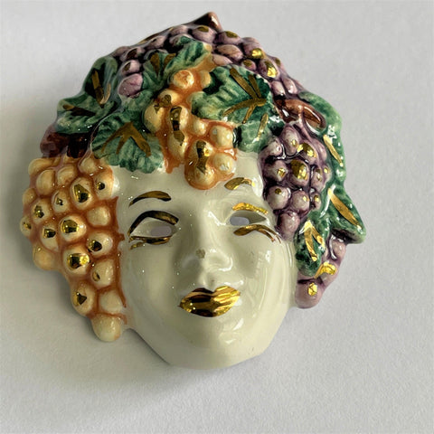 Dionysus God of Wine Ceramic Head Brooch-Vintageonline-Vintage Online