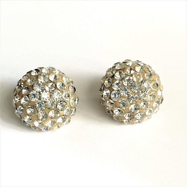 Disco Ball Vintage Rhinestone Clip On Earrings-Vintageonline-Vintage Online