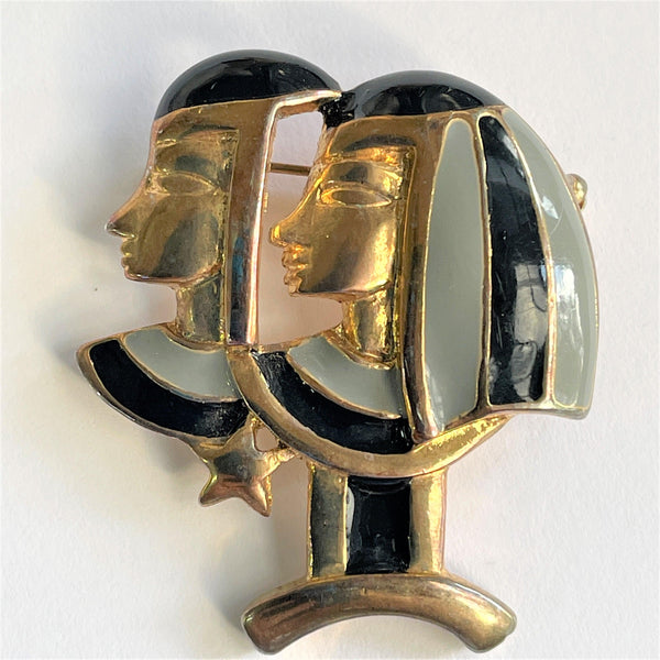 Egyptian Lady Head Brooch-Vintageonline-Vintage Online