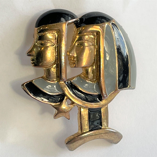 Egyptian Lady Head Brooch-Vintageonline-Vintage Online