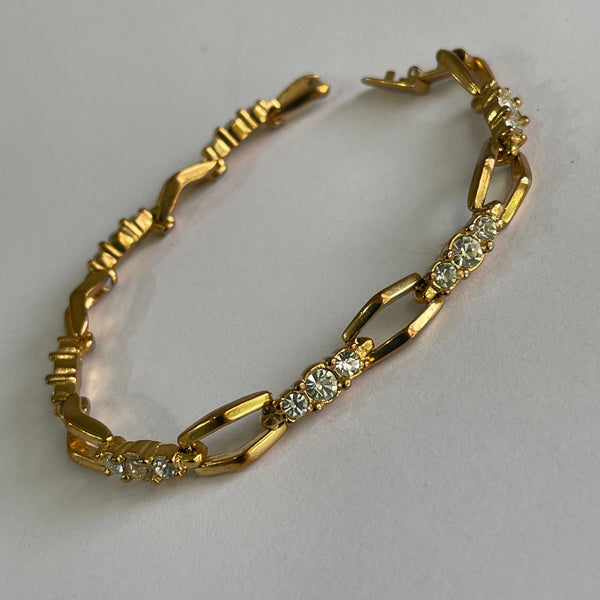 Elegant Gold tone & Cubic Zirconia Bracelet-Vintageonline-Vintage Online