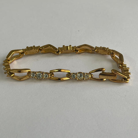Elegant Gold tone & Cubic Zirconia Bracelet-Vintageonline-Vintage Online