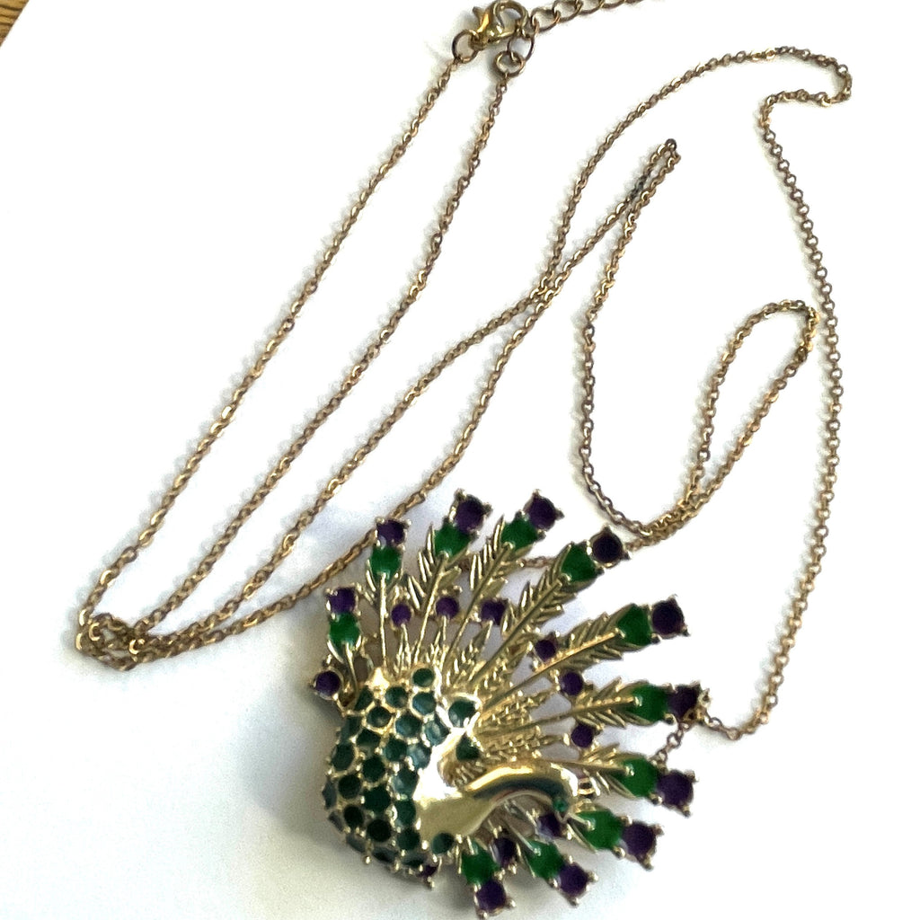Vintage sales peacock necklace