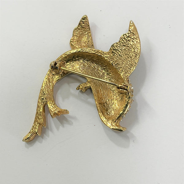 Enamelled Rhinestone Fish Brooch-Vintageonline-Vintage Online