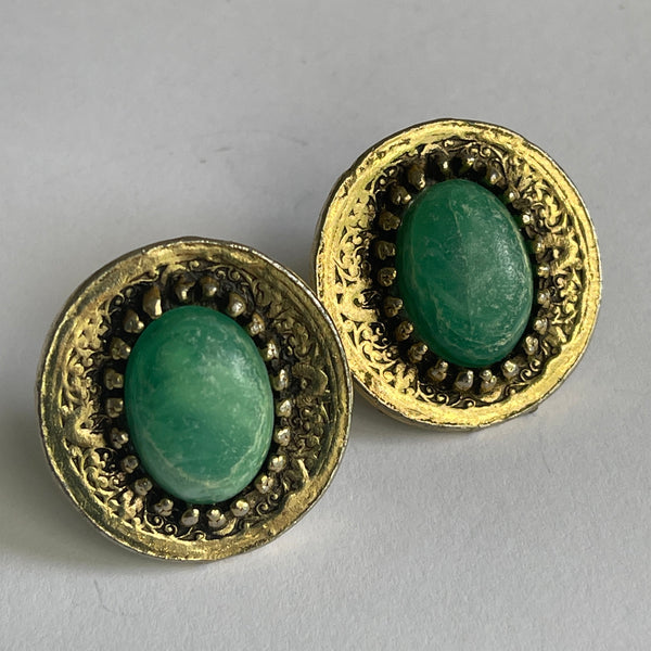 Etruscan Vintage Filigree Mid Century Panel Bracelet & Earrings Set-Vintageonline-Vintage Online