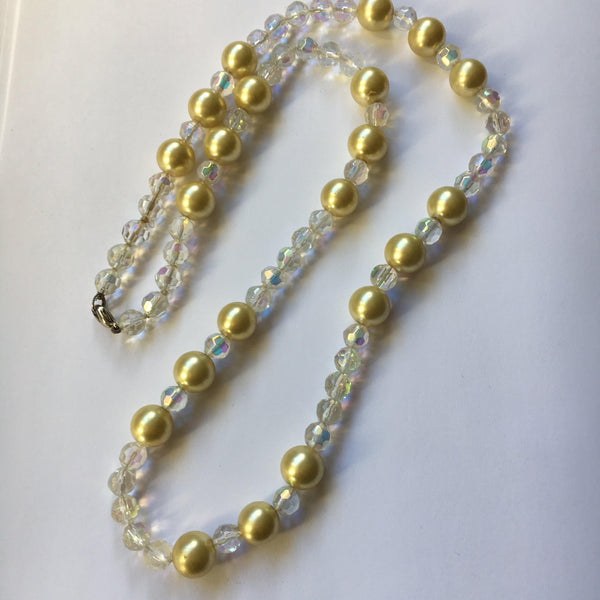 Vintage Online Jewellery | Fasceted Crystal Beads & Faux Pearl Necklace