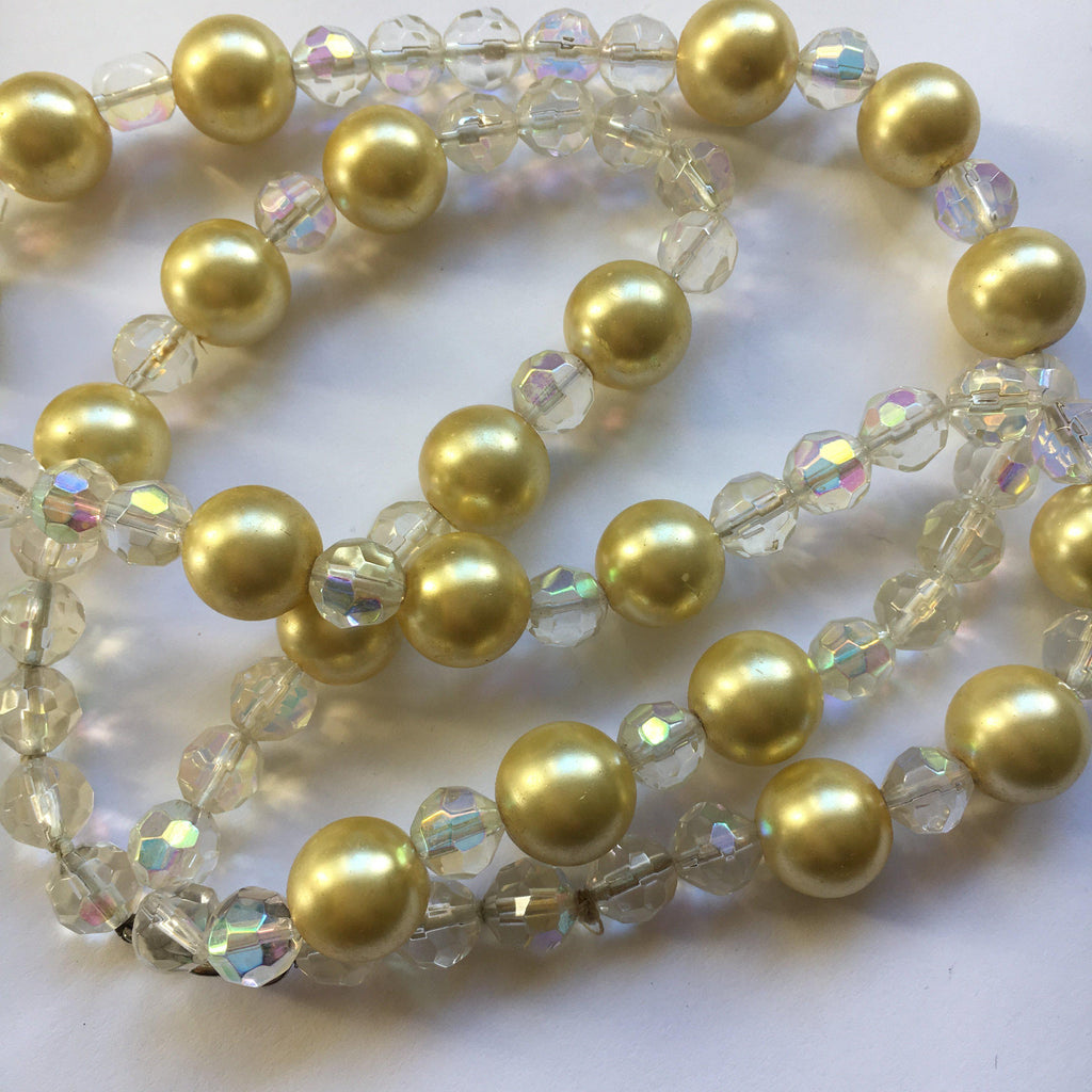 Vintage Online Jewellery | Fasceted Crystal Beads & Faux Pearl Necklace