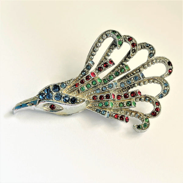 Fantasy Bird Vintage Rhinestone Brooch-Vintageonline-Vintage Online